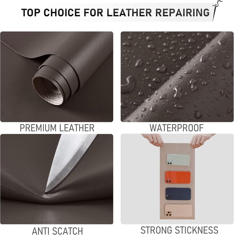 YAFLC Self Adhesive Leather Repair Tape Kit, 4"x 63" Leather Repair Patch for Furniture, Leather Repair Patch for Car seat, Sofas, Couch, Boat Seat Dark Coffee - Image 4